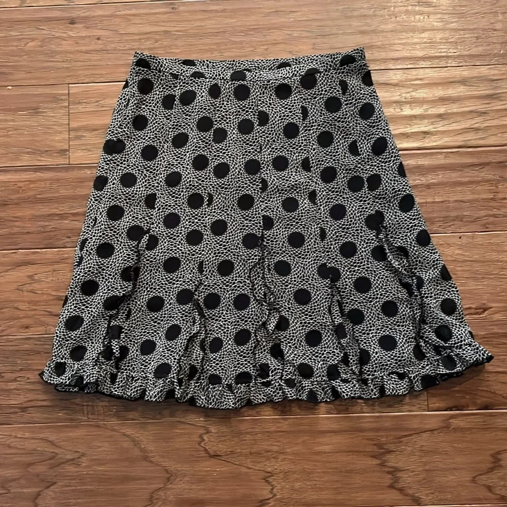 Ann Taylor LOFT Ruffled Detail Polka Dot Skirt Size 4P